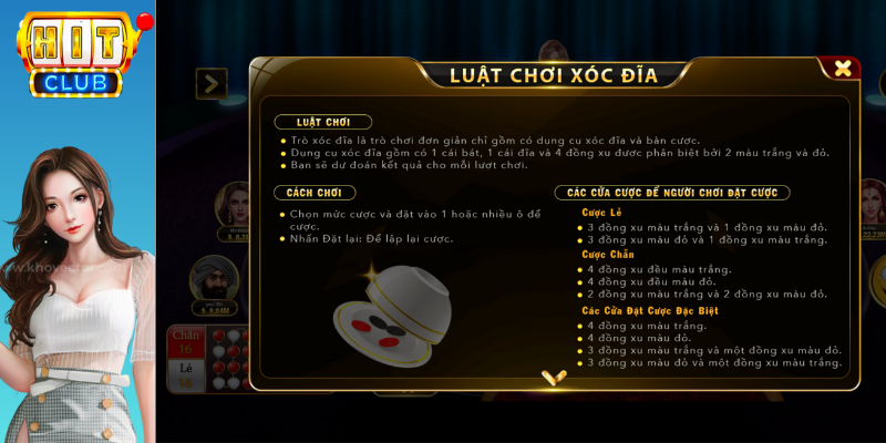 Luật chơi xóc đĩa Hitclub
