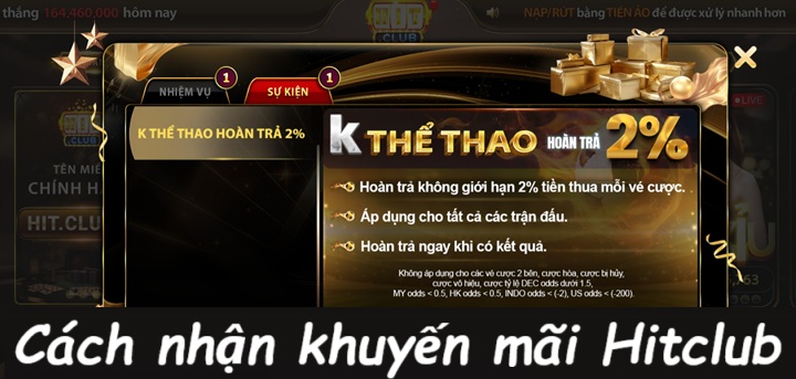 Hướng dẫn nhận khuyến mãi tại Hitclub