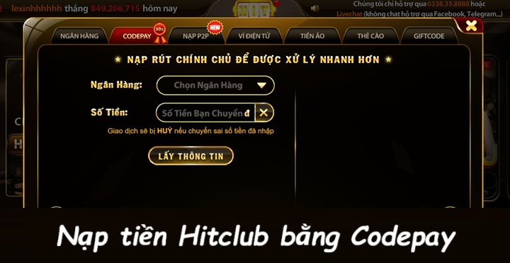Nạp tiền Hitclub bằng codepay